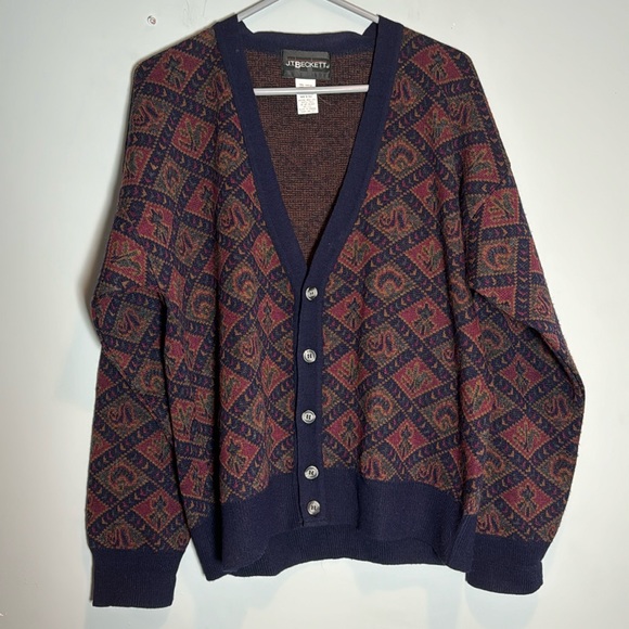Vintage Other - Vintage JT Beckett Men’s L Cardigan Cosby Grandpa Sweater Size Large Wool
